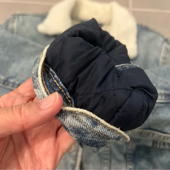 Aeropostale Blue Denim Jacket with Cream Sherpa Lining excellent - Picture 8 of 8